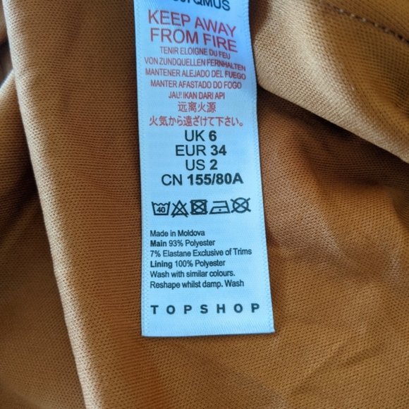 NWT / TOPSHOP / ONE SHOULDER CROP TOP / SIZE 6 / MUSTARD YELLOW - Picture 8 of 8